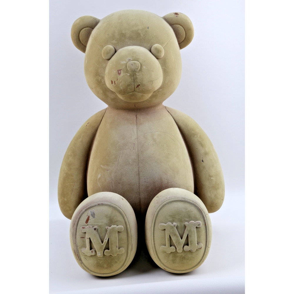 Max Mara Teddy Bear Wooden Velvet Window Display Prop Collectible Boutique Decor